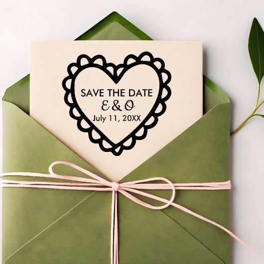 Eenvoudige Hart Save the Date Huwelijk Rubberstempel