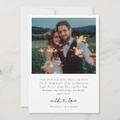 Eenvoudige hart script bruiloft foto collage bedankkaart (Achterkant)