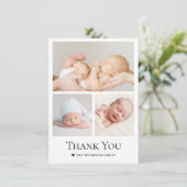 Eenvoudige Hart Typografie Foto Grid Baby Boy Bedankkaart (Staand voorkant)
