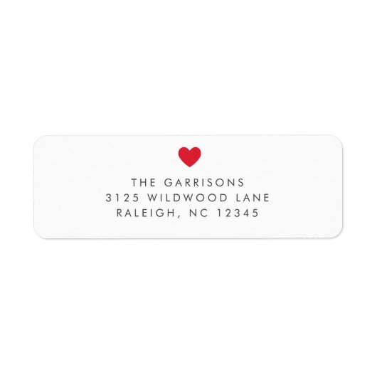 Eenvoudige Hart Valentijnsdag Retour Adres Etiket (Voorkant)