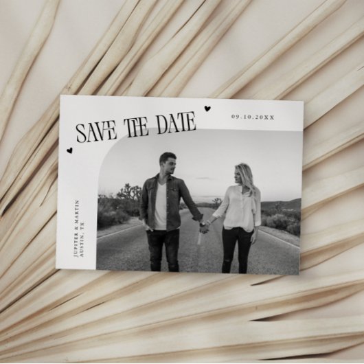 Eenvoudige Hart Witte Gebogen Lijst Foto Save The Date