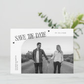 Eenvoudige Hart Witte Gebogen Lijst Foto Save The Date (Staand voorkant)