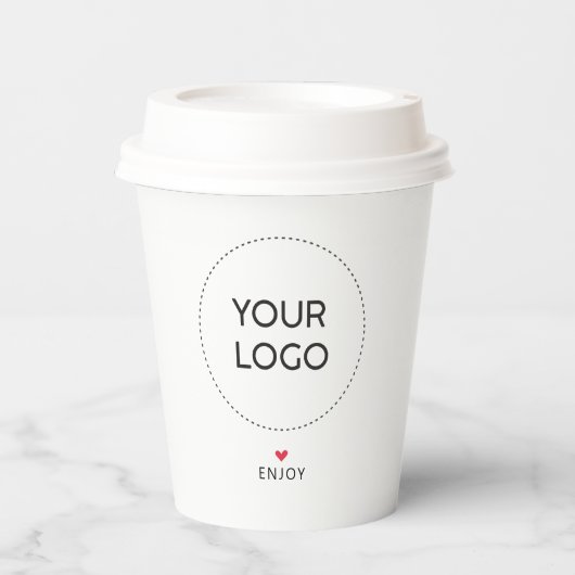 Eenvoudige Hart Zakelijk Logo QR-code Aangepaste P Papieren Bekers (Voorkant)