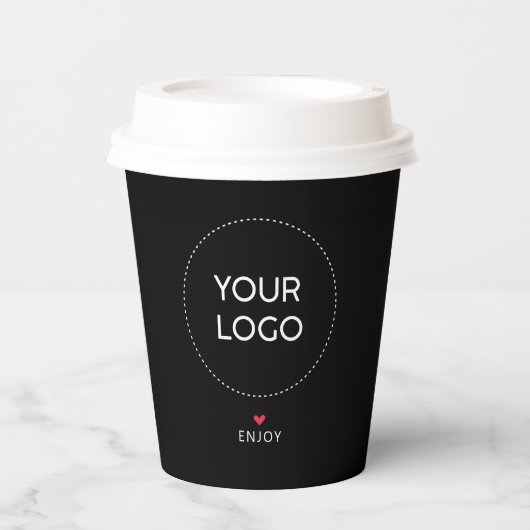 Eenvoudige Hart Zakelijk Logo QR-code Aangepaste P Papieren Bekers (Voorkant)
