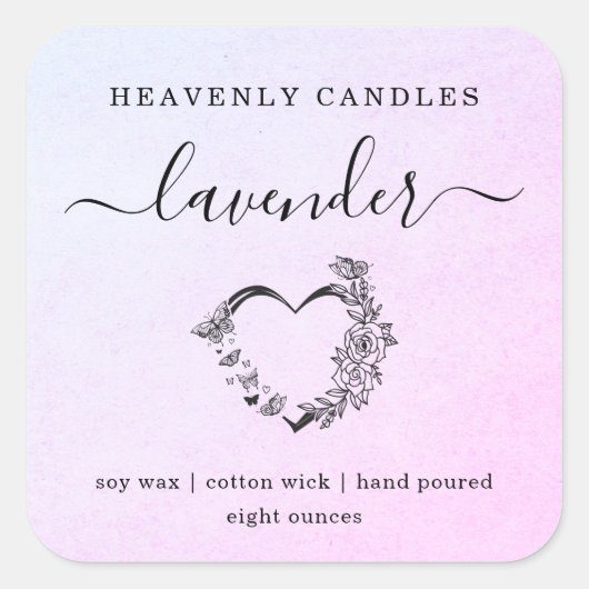 Eenvoudige Hart Zelfgemaakte Kaars Sticker Labels (Voorkant)