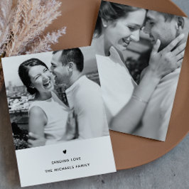 Eenvoudige Hart Zwart-witte Valentijn Groet Feestdagenkaart