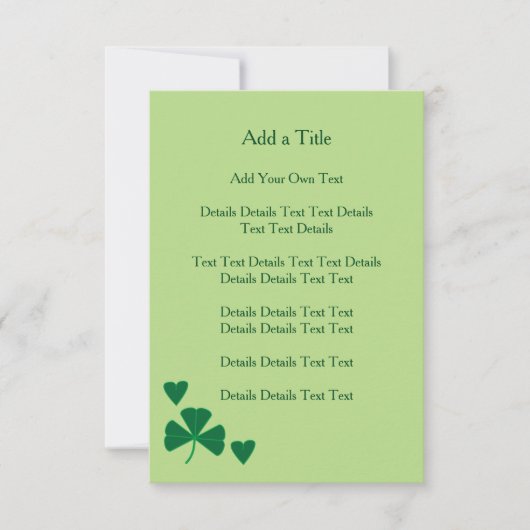 Eenvoudige harten en Shamrock Green Invite Kaart (Voorkant)