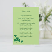 Eenvoudige harten en Shamrock Green Invite Kaart (Staand voorkant)
