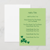 Eenvoudige harten en Shamrock Green Invite Kaart (Voorkant / Achterkant)