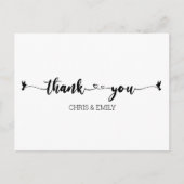 Eenvoudige harten en vogelkalligrafie Dank u Briefkaart (Voorkant)