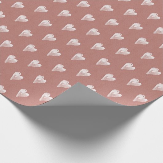 Eenvoudige harten roze hand getrokken rustiek cadeaupapier (Hoek)