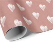 Eenvoudige harten roze hand getrokken rustiek cadeaupapier (Rol Hoek)