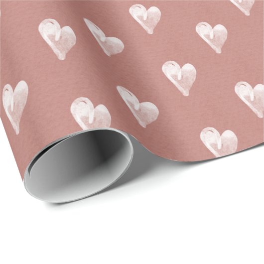 Eenvoudige harten roze hand getrokken rustiek cadeaupapier (Rol Hoek)