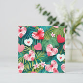 Eenvoudige harten & tropisch gebladerte feestdagenkaart (Staand voorkant)