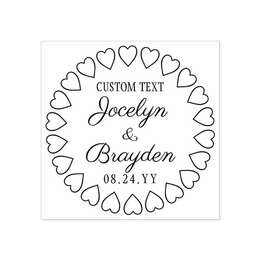 Eenvoudige Hartens Huwelijk Bedankt of Bewaar de D Rubberstempel (Afrduk)