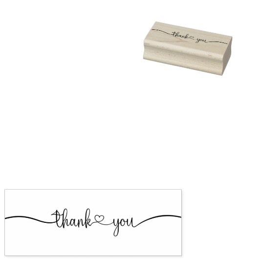 Eenvoudige hartkalligrafie Hartelijk dank Rubberstempel (Gestempeld)
