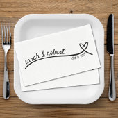 Eenvoudige hartlijn bruiloft servet