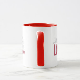 Eenvoudige Harttypografie Rood Tweekleur Mok