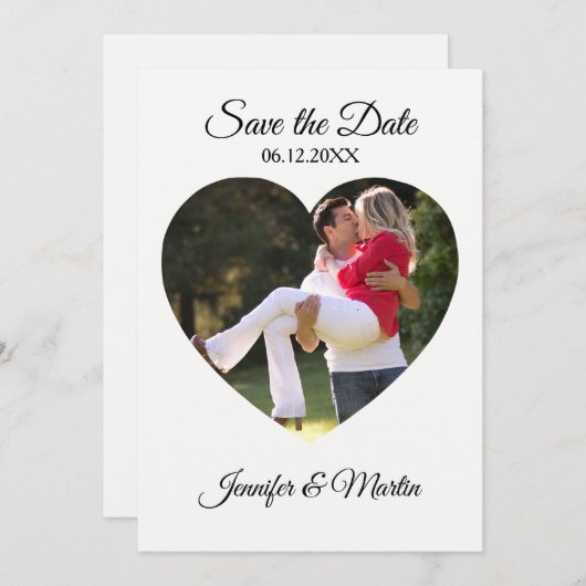 Eenvoudige hartvorm Foto opslaan Datum Kaart (Voorkant / Achterkant)