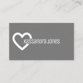 Eenvoudige Hartvorm Omtrek Grijs en Wit Modern Visitekaartje (Voorkant)