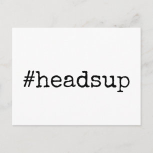 Eenvoudige hashtag Headsup Postponed Wedding Briefkaart