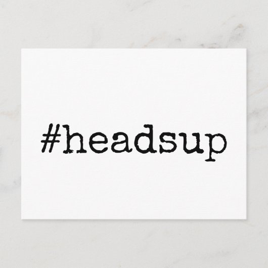 Eenvoudige hashtag Headsup Postponed Wedding Briefkaart (Voorkant)