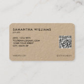 Eenvoudige Headshot Custom QR Foto of Logo Kraft Visitekaartje (Achterkant)