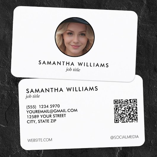 Eenvoudige Headshot Custom QR Foto of Logo Visitekaartje