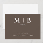 Eenvoudige Heden-daagse Monogram Bruine Save the D Date (Voorkant / Achterkant)