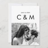 Eenvoudige hedendaagse foto B/W Sla onze datum op Save The Date (Voorkant)