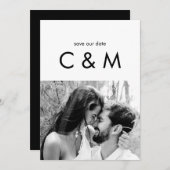 Eenvoudige hedendaagse foto B/W Sla onze datum op Save The Date (Voorkant / Achterkant)