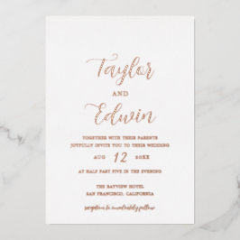 Eenvoudige hedendaagse foto van modern Roos Gold Folie Uitnodiging