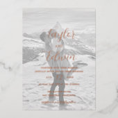 Eenvoudige hedendaagse foto van modern Roos Gold Folie Uitnodiging (Voorkant)