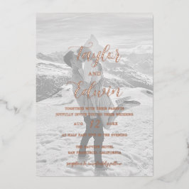 Eenvoudige hedendaagse foto van modern Roos Gold Folie Uitnodiging