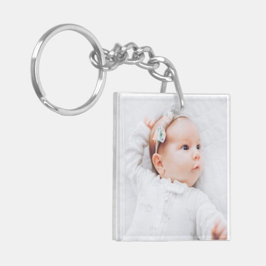 Eenvoudige hedendaagse foto's en info sleutelhanger (Voorkant Links)