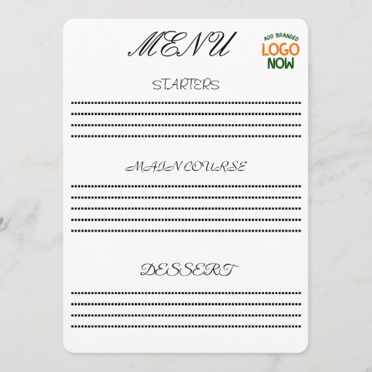 EENVOUDIGE HEDENDAAGSE SCHONE WITTE MODE CLIENT MENU (Voorkant)