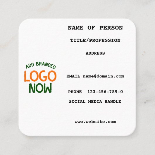 EENVOUDIGE HEDENDAAGSE SCHONE WITTE MODIEUZE CLIEN VIERKANTE VISITEKAARTJE (Voorkant)