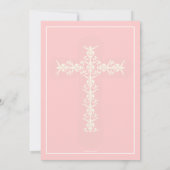 Eenvoudige Heilige Kruis Roze Meisje Doop Uitnodig Kaart (Achterkant)