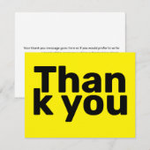 Eenvoudige helder geel vet moderne zaken bedankkaart (Voorkant / Achterkant)