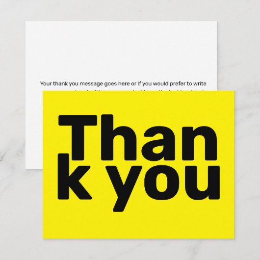 Eenvoudige helder geel vet moderne zaken bedankkaart (Voorkant / Achterkant)