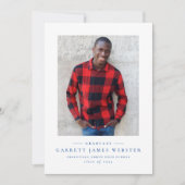 Eenvoudige heldere blauwe foto-afstuderen aankondi (Voorkant)