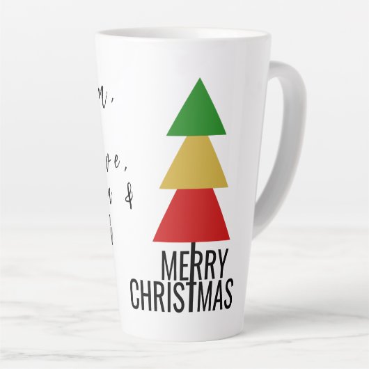 EENVOUDIGE HELDERE KLEUR XMAS TREE MET SCRIPTTEKST LATTE MOK (Rechterhoek)