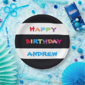 Eenvoudige heldere kleurrijke aangepaste naam Happ Papieren Bordje (Feest)