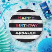 Eenvoudige heldere kleurrijke Gepersonaliseerd Hap Papieren Bordje (Feest)