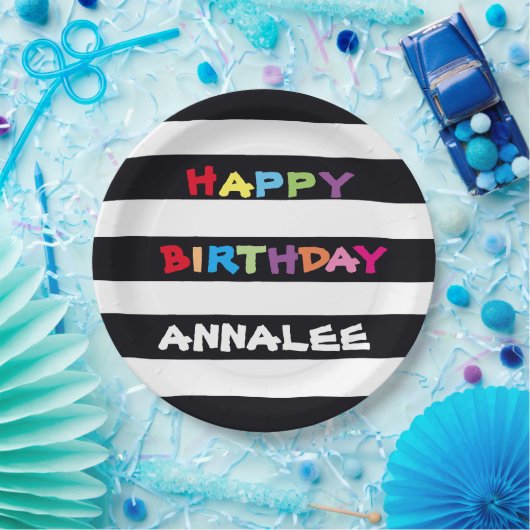 Eenvoudige heldere kleurrijke Gepersonaliseerd Hap Papieren Bordje (Feest)