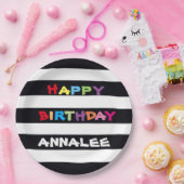 Eenvoudige heldere kleurrijke Gepersonaliseerd Hap Papieren Bordje (Feest)