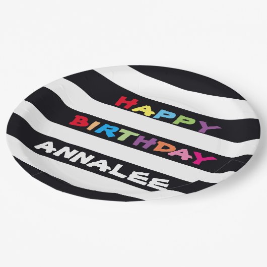 Eenvoudige heldere kleurrijke Gepersonaliseerd Hap Papieren Bordje (Gekanteld)