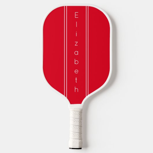 Eenvoudige heldere rode en witte verticale naam pickleball paddle (Achterkant)