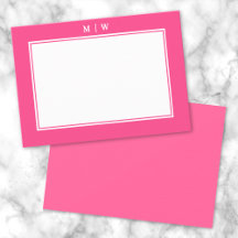 Eenvoudige heldere roze rand monogram