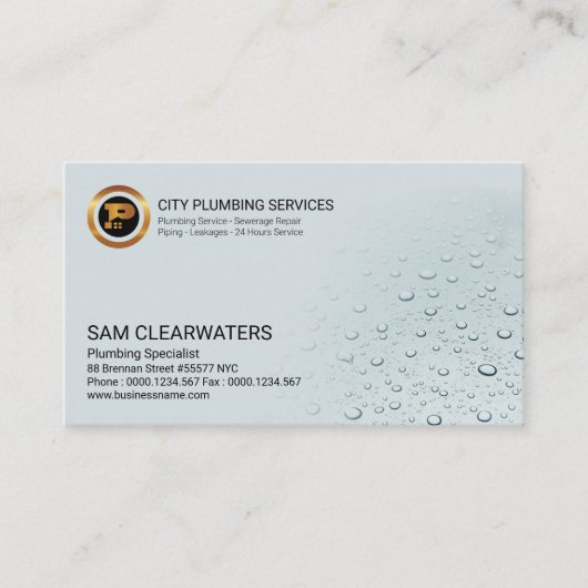 Eenvoudige heldere waterdruppels, stekker visitekaartje (Voorkant)